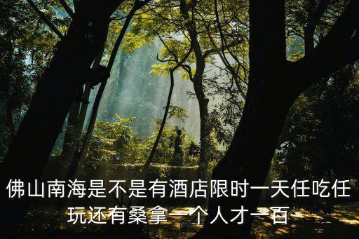 佛山南海是不是有酒店限時一天任吃任玩還有桑拿一個人才一百