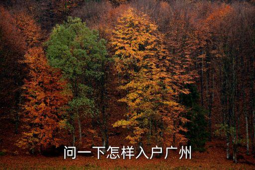 問一下怎樣入戶廣州