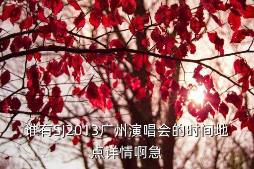誰有SJ2013廣州演唱會的時間地點詳情啊急