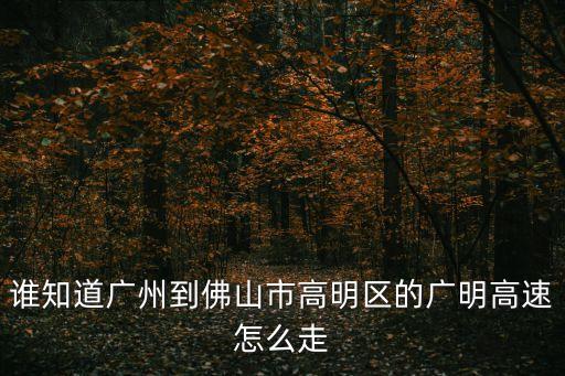 誰知道廣州到佛山市高明區(qū)的廣明高速怎么走