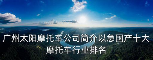 廣州太陽摩托車公司簡介以急國產十大摩托車行業排名