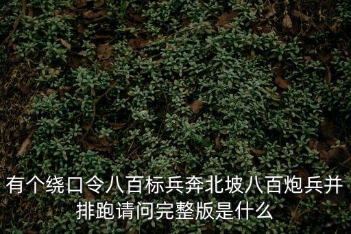 標兵和炮兵繞口令，繞口令 八百標兵