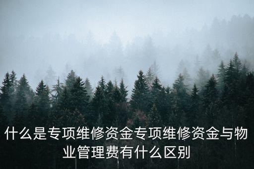 專項維修基金，什么是物業專項維修資金