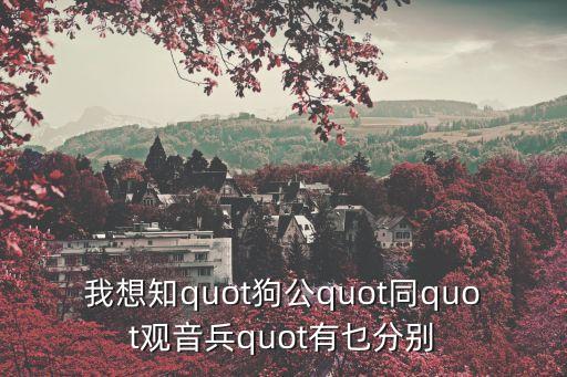 我想知quot狗公quot同quot觀音兵quot有乜分別