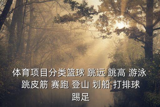 體育項目分類，體育項目分類籃球 跳遠 跳高 游泳 跳皮筋 賽跑 登山 劃船 打排球 踢足