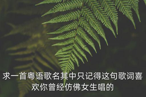 求一首粵語歌名其中只記得這句歌詞喜歡你曾經仿佛女生唱的