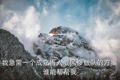 我急需一個成立百人威風鑼鼓隊的方案誰能幫幫我