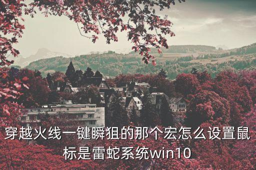 穿越火線一鍵瞬狙的那個宏怎么設置鼠標是雷蛇系統win10