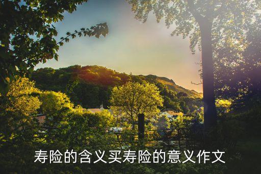 壽險的意義，怎么更好的講壽險的意義與功用謝謝