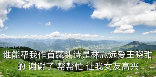 誰能幫我作首藏頭詩(shī)是林志遠(yuǎn)愛王曉甜的 謝謝了 幫幫忙 讓我女友高興