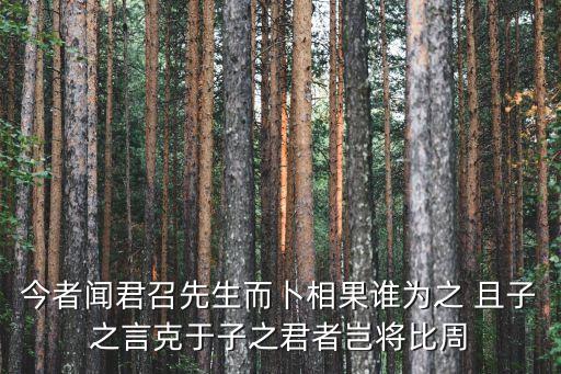 今者聞君召先生而卜相果誰為之 且子之言克于子之君者豈將比周