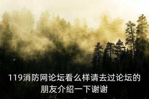 119消防網論壇看么樣請去過論壇的朋友介紹一下謝謝