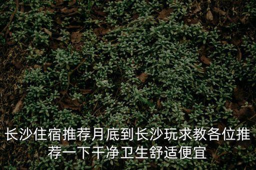 長沙住宿，長沙住宿推薦月底到長沙玩求教各位推薦一下干凈衛生舒適便宜