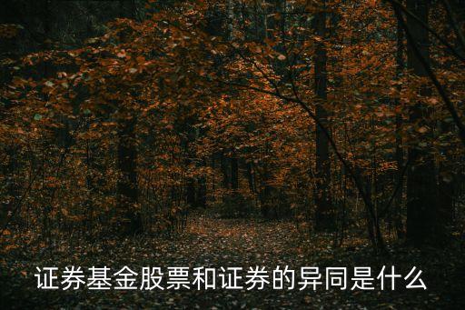 證券基金股票和證券的異同是什么