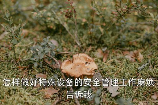 特種設備安全管理，怎樣做好特殊設備的安全管理工作麻煩告訴我