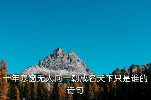 十年寒窗無人問一朝成名天下只是誰的詩句